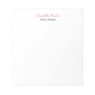 Bloc De Notas Gerente Consultor Jefe Blanco Rosa Profesional
