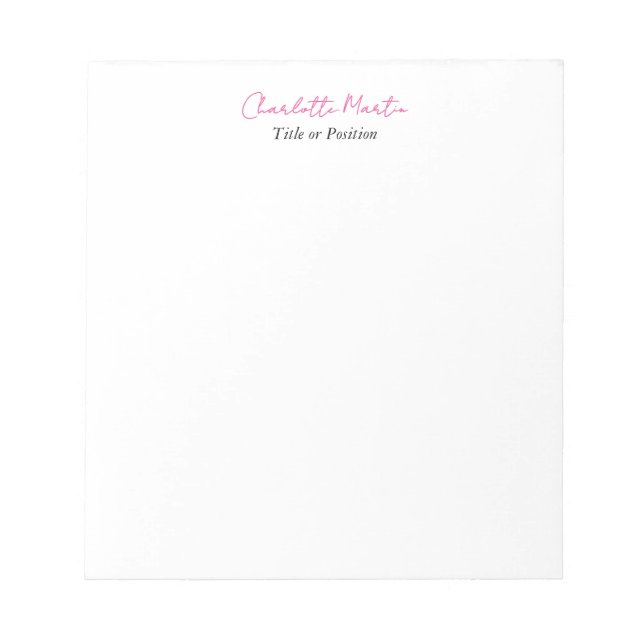 Bloc De Notas Gerente Consultor Jefe Blanco Rosa Profesional (Frente)