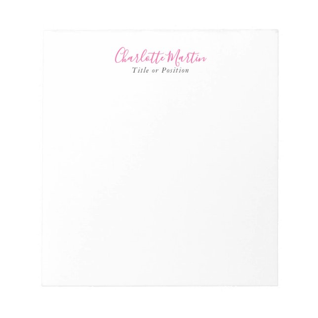 Bloc De Notas Gerente Consultor Jefe Blanco Rosa Profesional (Frente)