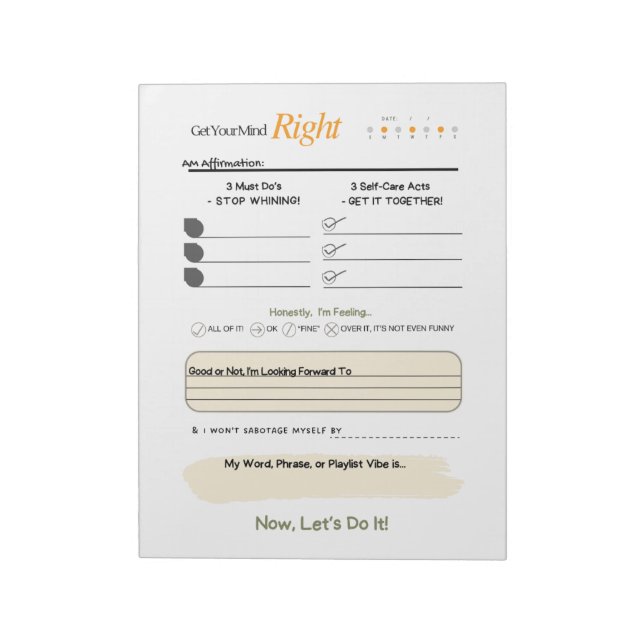 Bloc De Notas Get Your Mind RIGHT – 5-Minute Journal Notepad (Lado Izquierdo)