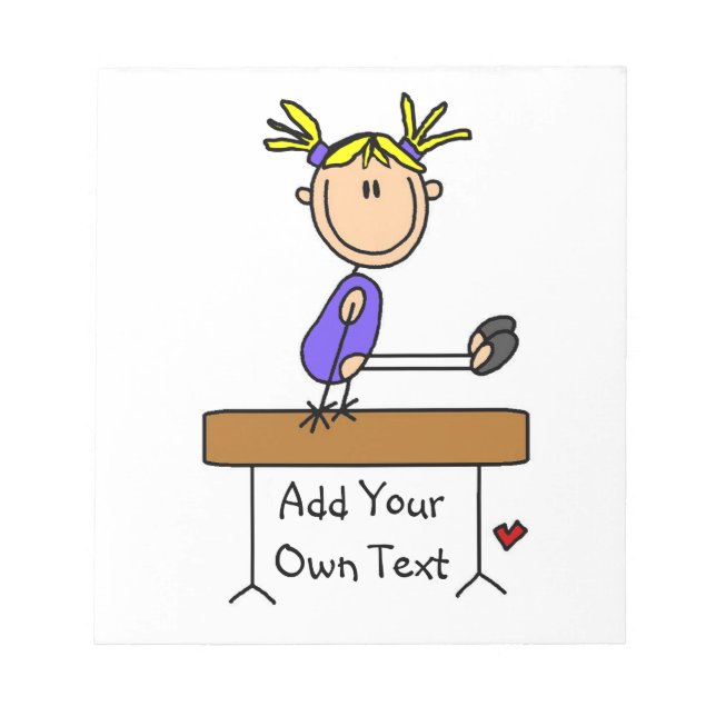 Bloc De Notas Gimnasta personalizado Chica rubio en viga de equi (Frente)