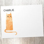 Bloc De Notas Ginger Cat naranja personalizada<br><div class="desc">Cuenta con un divertido naranja acuarela o ginger cat,  perfecto para los amantes de los animales. Cambie el nombre a personalizar. Arte original de Nic Squirrell.</div>
