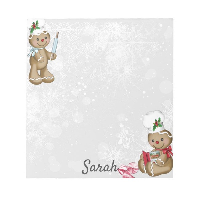 Bloc De Notas Gingerbread Man Personaliza Nombre Stocking Stuffe (Frente)