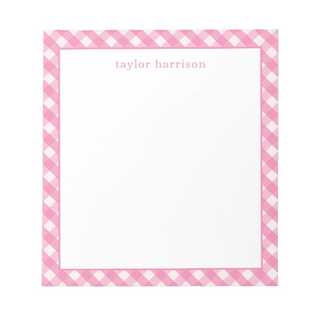 Bloc De Notas Gingham Brillante Personalizado (Frente)