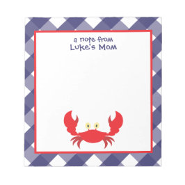 Bloc De Notas Gingham Crab Personalizado Notepad