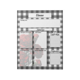 Bloc De Notas Gingham_ Enfermedad Temp 2 floral negra y blanca