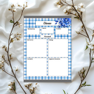 Bloc De Notas Gingham Floral Azul _ Enfermedad Temp 1