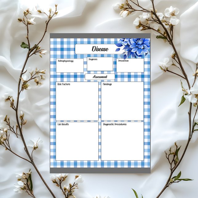 Bloc De Notas Gingham Floral Azul _ Enfermedad Temp 1 (Subido por el creador)