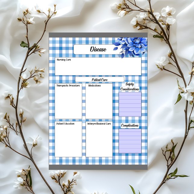 Bloc De Notas Gingham Floral Azul _ Enfermedad Temp 2 (Subido por el creador)