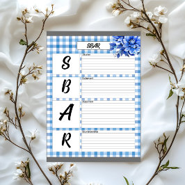 Bloc De Notas Gingham Floral Azul _ SBAR Temp