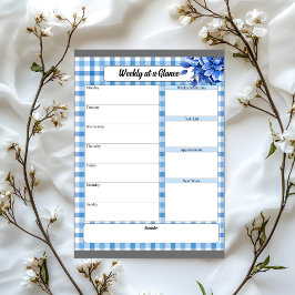 Bloc De Notas Gingham Floral Azul_ Semana a simple vista