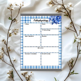 Bloc De Notas Gingham Floral Azul_ Temp Fisiopatología