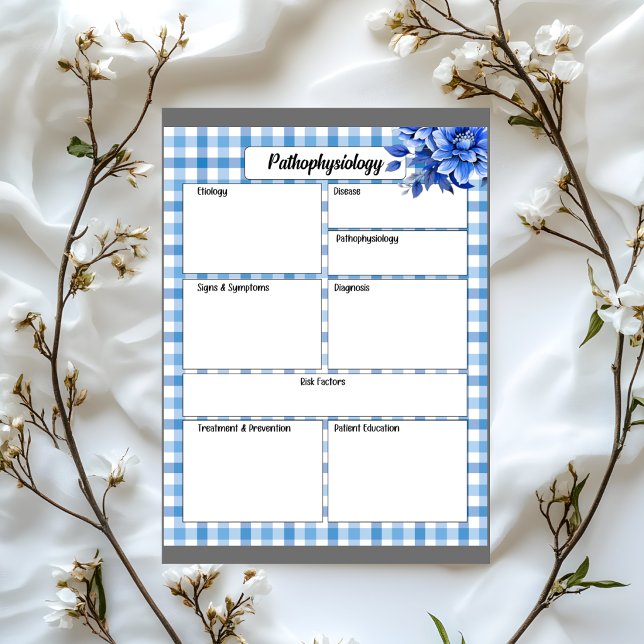 Bloc De Notas Gingham Floral Azul_ Temp Fisiopatología (Subido por el creador)