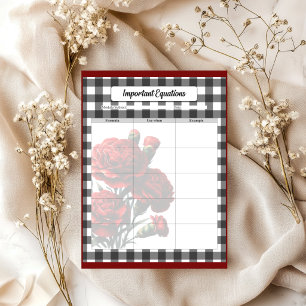 Bloc De Notas Gingham Floral Blanco y Negro _ Ecuaciones Importa