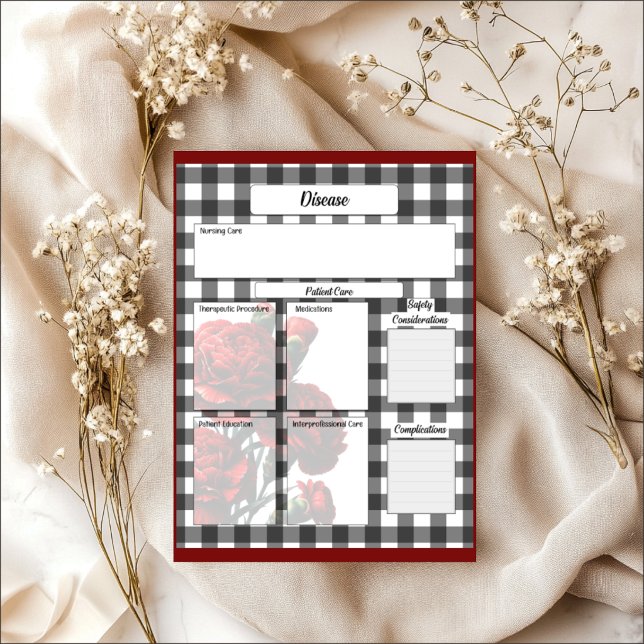 Bloc De Notas Gingham Floral Blanco y Negro_ Enfermedad Temp 1 (Subido por el creador)
