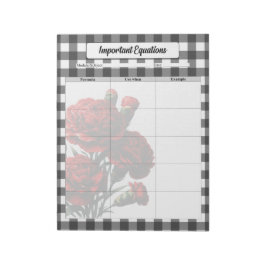 Bloc De Notas Gingham floral negra y blanca _ Ecuaciones importa