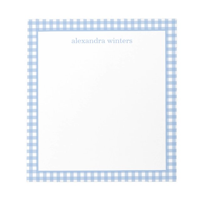 Bloc De Notas Gingham Personalizado (Frente)