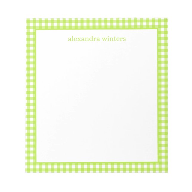 Bloc De Notas Gingham Personalized Notepad (Frente)