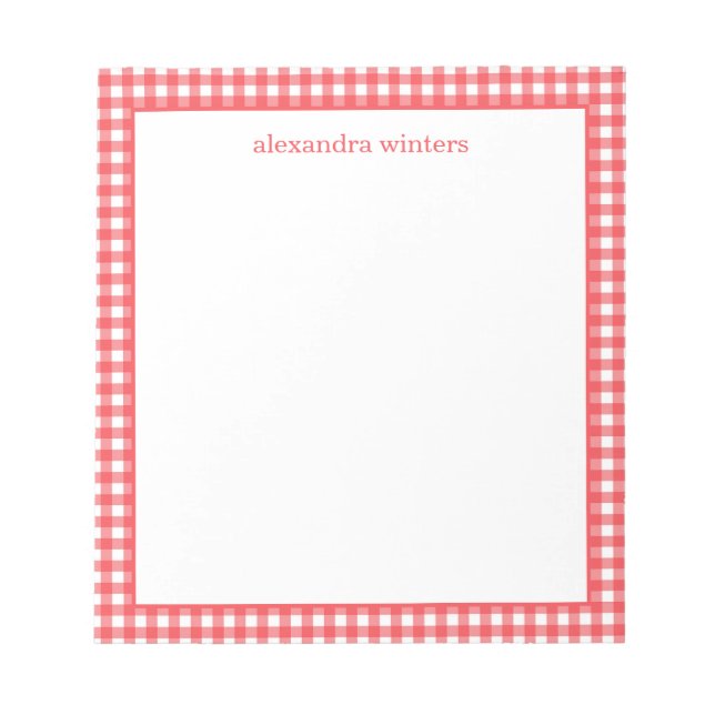 Bloc De Notas Gingham Personalized Notepad (Frente)