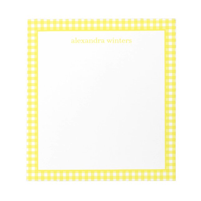 Bloc De Notas Gingham Personalized Notepad (Frente)