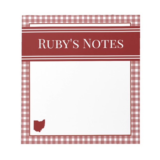 Bloc De Notas Gingham Rojo de Ohio (Frente)