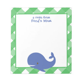 Bloc De Notas Gingham Whale Personalizado Notepad