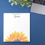 Bloc De Notas Girasol acuático personalizado<br><div class="desc">Este hermoso tabique de girasol cuenta con un girasol acuático amarillo pintado a mano. Cambia fácilmente el estilo y el color del tipo de letra para personalizarlo sólo para ti. Acuarela original © Michele Davies.</div>