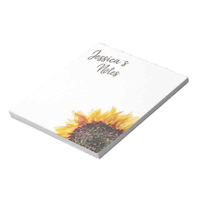 Bloc De Notas Girasol Amarillo Marrón sobre Blanco (Lado Izquierdo)