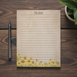 Bloc De Notas Girasol Rústico Personalizado