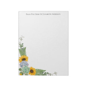 Bloc De Notas Girasoles Personalizados Floristería Verde