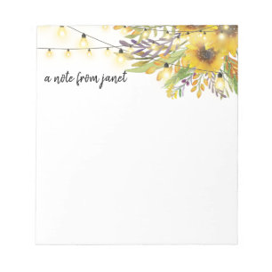 Bloc De Notas Girasoles y luces de hadas personalizadas