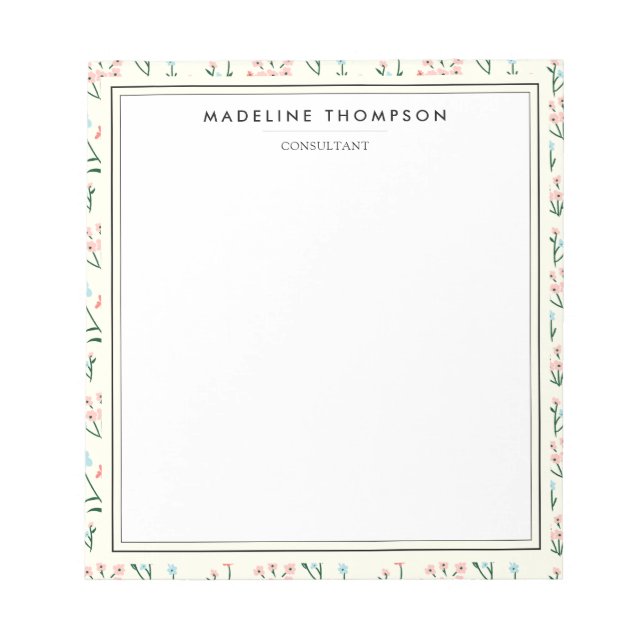 Bloc De Notas Girly Chic Pastel Pink Blue Flowers Pattern (Frente)