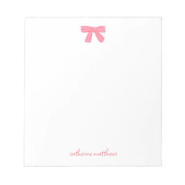 Bloc De Notas Girly Chic Pink Bow Custom Stationery