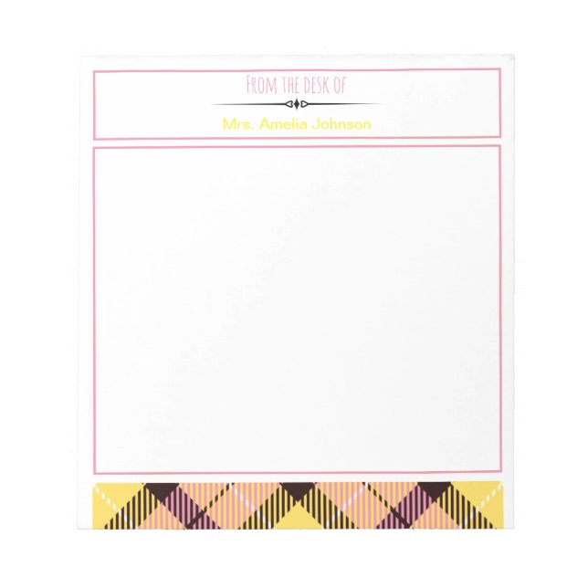 Bloc De Notas Girly Del Escritorio Del Personalizado Script Nomb (Frente)