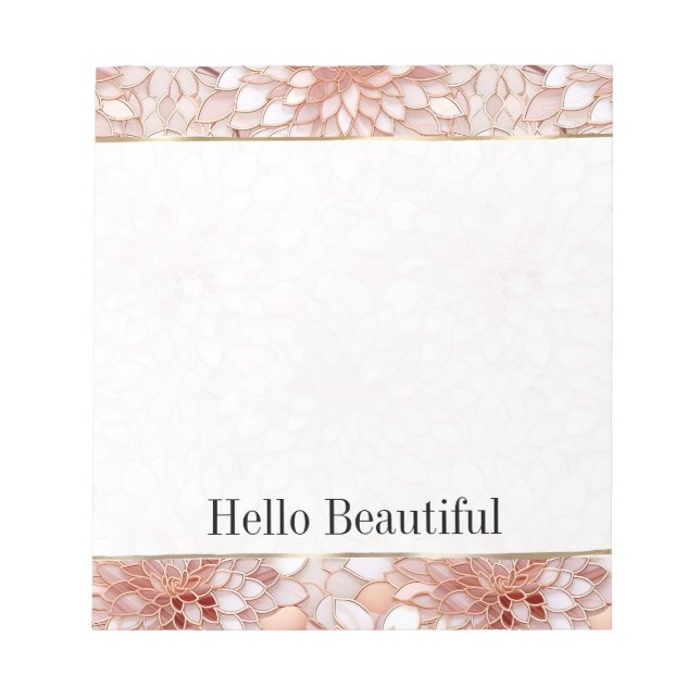 Bloc De Notas Girly Glam Pink Rose Gold Floral (Frente)