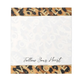 Bloc De Notas Girly Leopard Gold Sparkles Love
