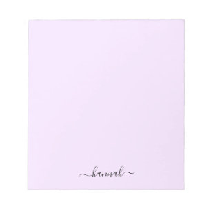 Bloc De Notas Girly Purple Monograma Moderno Script Personalizad