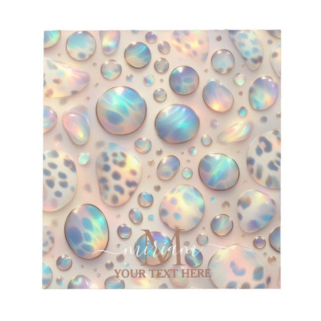 Bloc De Notas Girly Trendy Opal Leopard Print Monogram (Frente)