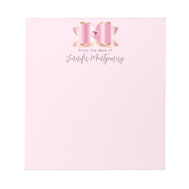 Bloc De Notas Glam Bow rosa con piedra angular (Frente)