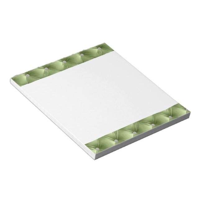 Bloc De Notas Glam Girly Sage Green Faux Velvet (Lado Derecho)