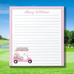 Bloc De Notas Glam Pink Personalizado Carro de Golf Nombre En Lí<br><div class="desc">Un glamoroso y único carrito de golf — rosa y un toque de diamantes — hecho con gusto — listo para correr el campo — el cuaderno. Este es un gran regalo para todos los amantes del golf - divertido / atractivo / único. Personalízalo con tu nombre. Si tiene alguna...</div>