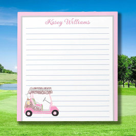 Bloc De Notas Glam Pink Personalizado Carro de Golf Nombre En Lí
