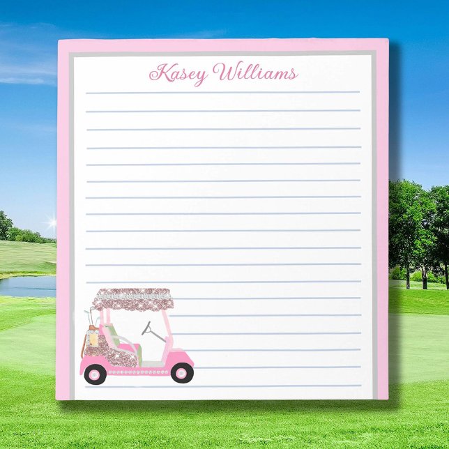 Bloc De Notas Glam Pink Personalizado Carro de Golf Nombre En Lí (Subido por el creador)