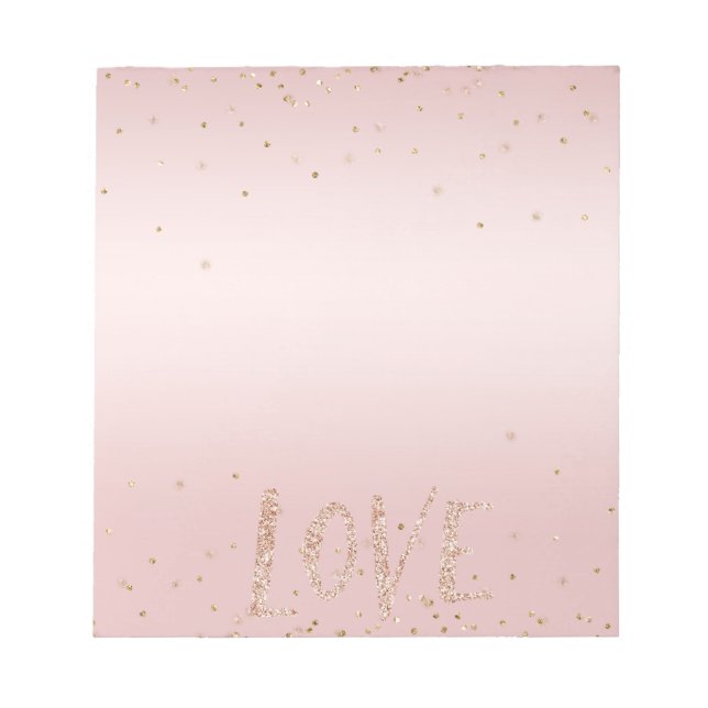 Bloc De Notas Glitter Rosa Rubor Amor Oro Confeti        (Frente)