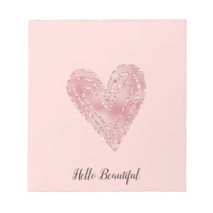 Bloc De Notas Glitzy Heart, Purpurina rosado de Rubor