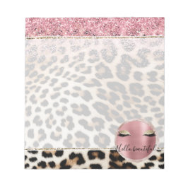 Bloc De Notas Glitzy Purpurina Rosa Oro Eyelashes Leopardo