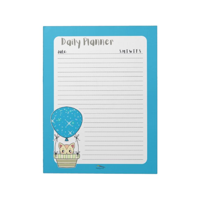 Bloc De Notas Globo azul Kitty Lined Daily Planner (Lado Izquierdo)