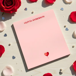 Bloc De Notas Globo de Corazón Rojo Día de San Valentín Personal