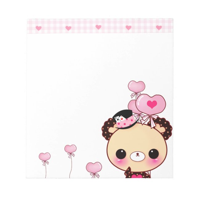 Bloc De Notas Globos de oso y rosa (Frente)