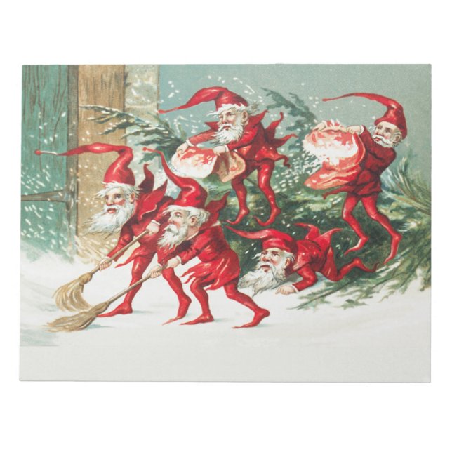 Bloc De Notas Gnomes sweeping snow with a broom (Frente)